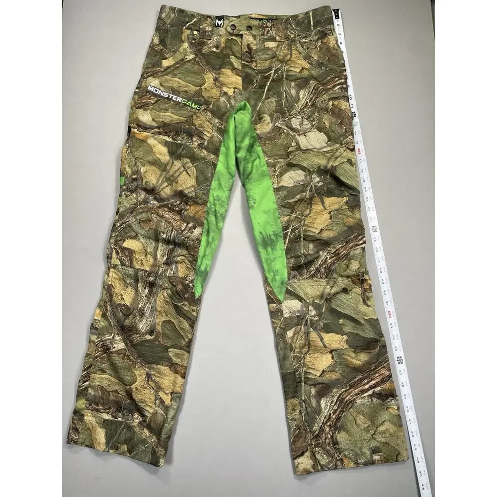 Monster Camo Pants Men’s 36x34+2 (37x34) Blood Flex Tex Tree Pattern Green